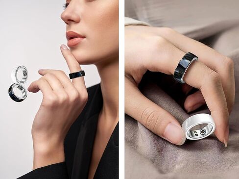 Revo Smart Ring - Fitness Ring Health Tracker - Sleep Tracking - Heart Rate Monitor - IP68 Waterproof - 400mah Docking Station Powerbank - White (10) in Saudi Arabia
