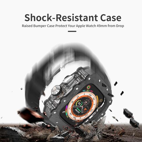 For Apple Watch Ultra 2 Case Carbon Fiber Fluorine Rubber Band, Luxury iWatch Ultra 49mm Carbon Fiber Case for Men, Replacement Fluorine Rubber Strap Apple Watch 49mm Protective Bumper Cover in Saudi Arabia
