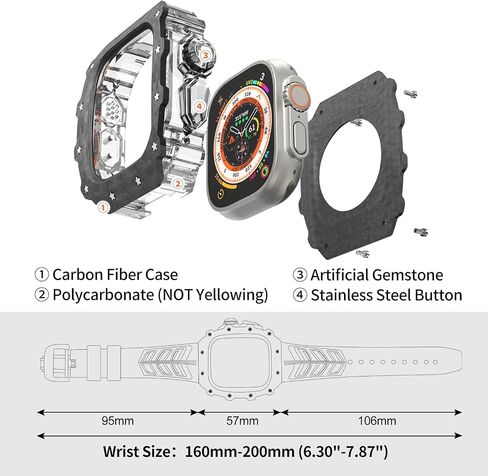 For Apple Watch Ultra 2 Case Carbon Fiber Fluorine Rubber Band, Luxury iWatch Ultra 49mm Carbon Fiber Case for Men, Replacement Fluorine Rubber Strap Apple Watch 49mm Protective Bumper Cover in Saudi Arabia