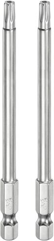 2pcs T6 Security Torx Bit 1/4" Hex Shank 4" Long S2 Steel Magnetic Tamper Resistant Star Bits Screwdriver Torx Head with Hole for Driver Drill Bits Remove Fastening Screws in Saudi Arabia
