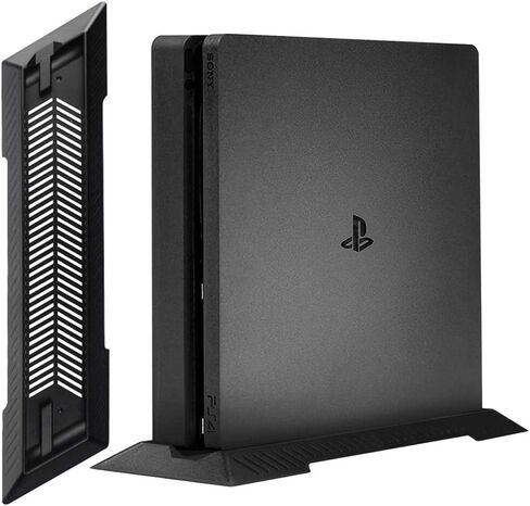 Yanfider PS4 Slim Stand، حامل عمودي لوحدة التحكم PS4 Slim حامل قاعدة ثابتة مع فتحات تبريد مدمجة وأقدام غير قابلة للانزلاق، أسود in Kuwait