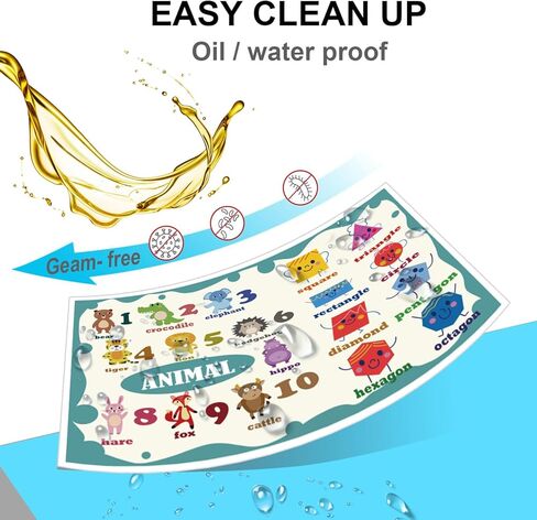 Disposable Placemats for Baby, 40 Pack Sticky Placemats Restaurant Table Mats for Toddler, 12" x 18" Mats for Kids Learn Numbers, Shapes, and Animals in Kuwait