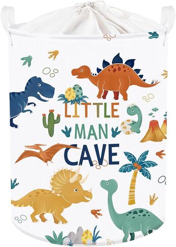 Clastyle Boho Dinosaur Laundry Basket Palm Tree Kids Clothes Book Storage Basket Gift Toy Box for Bedroom Decor,Pterosaur,36x45 cm | Large Storage Basket with Lids for Toys Clothes Books, 25kg Load Capacity, Freestanding, Waterproof, Collapsible in Saudi Arabia
