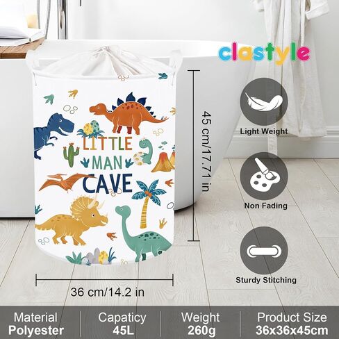 Clastyle Boho Dinosaur Laundry Basket Palm Tree Kids Clothes Book Storage Basket Gift Toy Box for Bedroom Decor,Pterosaur,36x45 cm | Large Storage Basket with Lids for Toys Clothes Books, 25kg Load Capacity, Freestanding, Waterproof, Collapsible in Saudi Arabia