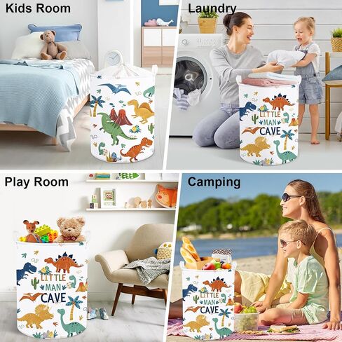 Clastyle Boho Dinosaur Laundry Basket Palm Tree Kids Clothes Book Storage Basket Gift Toy Box for Bedroom Decor,Pterosaur,36x45 cm | Large Storage Basket with Lids for Toys Clothes Books, 25kg Load Capacity, Freestanding, Waterproof, Collapsible in Saudi Arabia