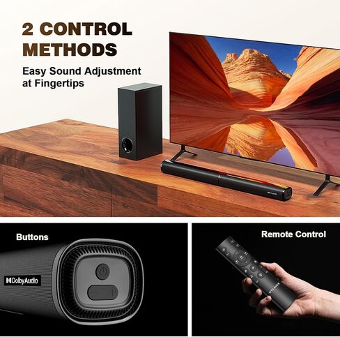 Nylavee Sound Bar with Wired Subwoofer - 2.1CH Sound Bar for Smart TV with Dolby Audio, 240W Peak Power Bluetooth Soundbar for TV, Bass Boost, Surround Sound TV Speaeks with HDMI ARC/Optical/AUX in Kuwait