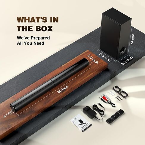 Nylavee Sound Bar with Wired Subwoofer - 2.1CH Sound Bar for Smart TV with Dolby Audio, 240W Peak Power Bluetooth Soundbar for TV, Bass Boost, Surround Sound TV Speaeks with HDMI ARC/Optical/AUX in Kuwait