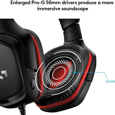 Logitech G332 Stereo Wired Gaming Headset with Microphone for PC, PS4, Xbox One, Nintendo Switch, Rotating, Leatherette Earcups, 50mm Drivers, Slim & Lightweight Gaming Headphones (Renewed) in Saudi Arabia