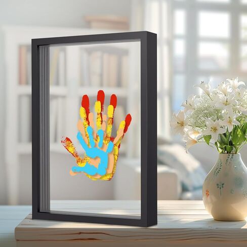 Family Handprint Kit, DIY Baby Hand Print Kit-Father's Day Gift - New Parent Gifts Ideas Hand and 4 Sheets Footprint Keepsake Kit with Baby-Safe Paint(Black) in Saudi Arabia