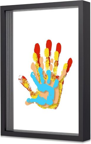 Family Handprint Kit, DIY Baby Hand Print Kit-Father's Day Gift - New Parent Gifts Ideas Hand and 4 Sheets Footprint Keepsake Kit with Baby-Safe Paint(Black) in Saudi Arabia