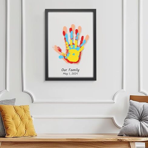 Family Handprint Kit, DIY Baby Hand Print Kit-Father's Day Gift - New Parent Gifts Ideas Hand and 4 Sheets Footprint Keepsake Kit with Baby-Safe Paint(Black) in Saudi Arabia