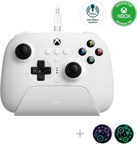 8Bitdo Ultimate 3-mode Hall Effect Joysticks/Hall Trigger Controller مع قاعدة شحن، سلكية لأجهزة Xbox Series X|S، Xbox One، لاسلكية لنظامي التشغيل Windows وAndroid - مرخصة رسميًا (أسود) in Saudi Arabia