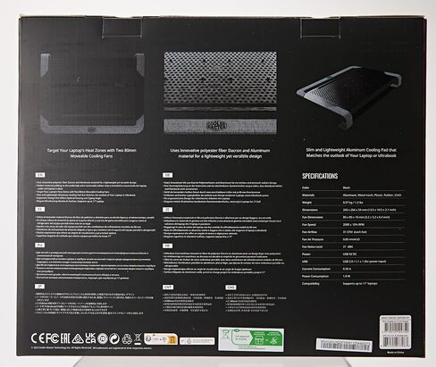 Cooler Master Notepal U2 Plus V2, Notebook-Kühler bis zu 43,2 cm (17 Zoll), 2 x 80 mm bewegliche Lüfter, schwarzes Aluminium in Saudi Arabia