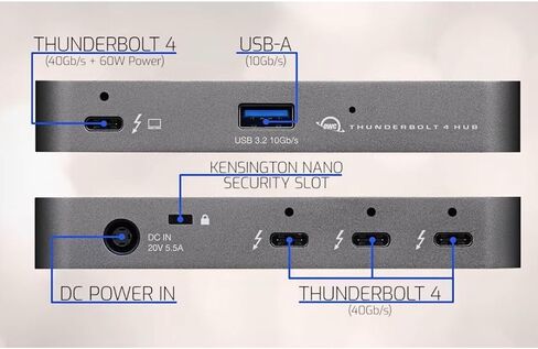 OWC 5 Port Thunderbolt Hub - 60W Charging, Thunderbolt 4, USB 3.2, Compatible with Macs and PCs in Saudi Arabia