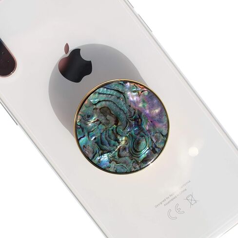 OnTheGrip Cute Natural Seashell Design Round Shape Collapsible Mobile Phone Grip Stand Holder for Smartphone Tablet Cell Phone Accessory (Magnetic Type, Aqua Blue) in Kuwait