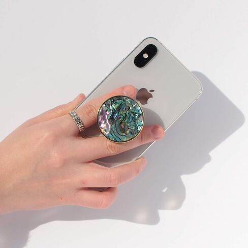 OnTheGrip Cute Natural Seashell Design Round Shape Collapsible Mobile Phone Grip Stand Holder for Smartphone Tablet Cell Phone Accessory (Magnetic Type, Aqua Blue) in Kuwait