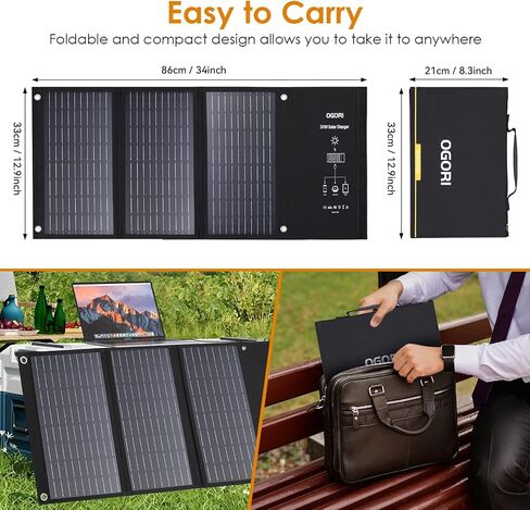 شاحن شمسي 30 وات، USB QC 3.0 وType-C، لوحة شمسية محمولة من SunPower للتخييم، مقاومة للماء IPX4، متوافقة مع iPhone وiPad وغيرها، وهواتف قابلة للتطبيق، والأجهزة اللوحية - حقائب الظهر للتخييم in Saudi Arabia