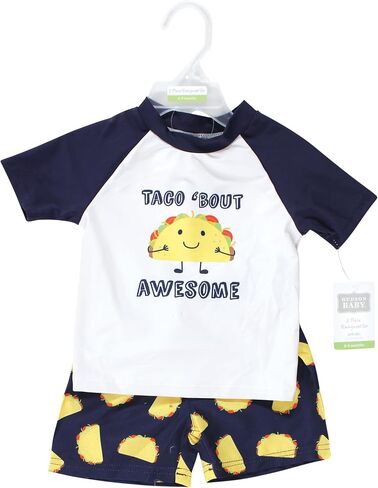 Hudson Baby Unisex Baby Swim Rashguard Set, Taco, 3T in Saudi Arabia