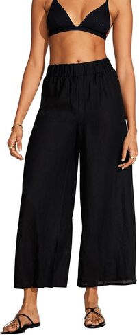 Vitamin A Women's Tallows Linen Wide Leg Pant Swimsuit Cover Up in Kuwait