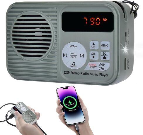 Personal Portable Radio AM/FM, Digital Tuning Volume with Earphone Rechargeable Battery AM FM Stereo Portable Radio for Walking, Mowing, Jogging in Saudi Arabia