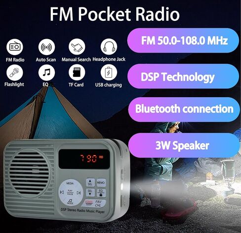 Personal Portable Radio AM/FM, Digital Tuning Volume with Earphone Rechargeable Battery AM FM Stereo Portable Radio for Walking, Mowing, Jogging in Saudi Arabia