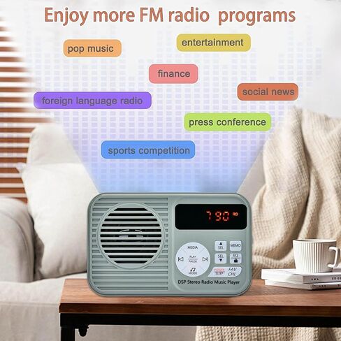 Personal Portable Radio AM/FM, Digital Tuning Volume with Earphone Rechargeable Battery AM FM Stereo Portable Radio for Walking, Mowing, Jogging in Saudi Arabia