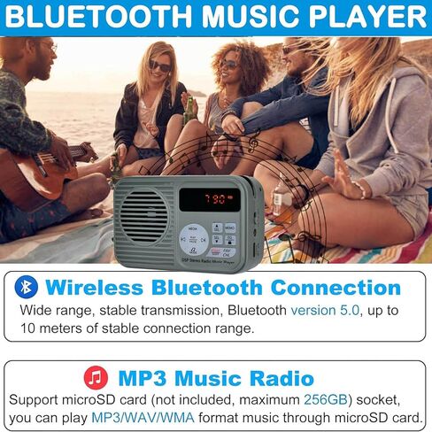 Personal Portable Radio AM/FM, Digital Tuning Volume with Earphone Rechargeable Battery AM FM Stereo Portable Radio for Walking, Mowing, Jogging in Saudi Arabia