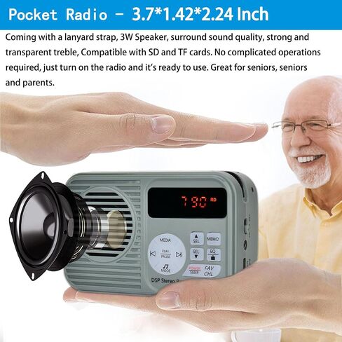 Personal Portable Radio AM/FM, Digital Tuning Volume with Earphone Rechargeable Battery AM FM Stereo Portable Radio for Walking, Mowing, Jogging in Saudi Arabia