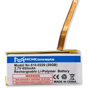 MCMConcepts Replacement Battery for Apple iPod Classic/Video 30GB 60GB 80GB 120GB 160GB