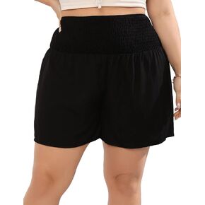 KOJOOIN Women Plus Size Comfy Elastic High Waist Casual Summer Lounge Shorts