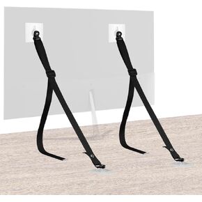 2pcs Adjustable TV Safety Straps, Anti-Tip Adhesive Baby Proofing TV Secure Strap No Drill Furniture Wall Anchor for Flat Screens Cabinet Table Bookcase Dresser