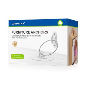 Adhesive Furniture Anchor, LANMU 20 Pack Anti Tip Furniture Wall Anchor 10 Pcs Metal Furniture Straps and 10 Pcs Adhesive No Drll Furniture Straps Prevent Falling for Child Safety