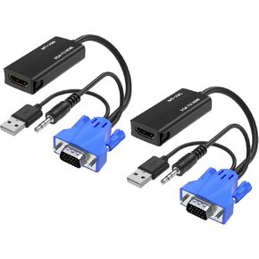 MT-VIKI VGA to HDMI Adapter 【Uni-Directional】,1080P Converter with Audio+USB Power 【Must BE Connected】 from VGA Computer/Laptop to HDMI TV/Monitor, Male to Female in Saudi Arabia