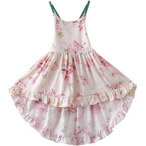 Summer Girl Lace Bandage Backless Dress Sweet Floral Print Casual Dress