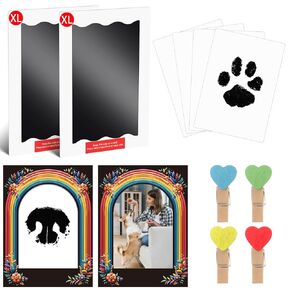 Baby Footprint Kit, Rainbow Bridge Paw Print Kit, 2 Extra Large Size Inkless Ink Pads with 2 Rainbow Bridge Photo Frame, 4 Clip & 4 Imprint Cards, Dog Paw Nose Print Kit, Dog Mom Gifts for Women