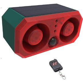Solar motion sensor alarm: Motion sensor light with alarm, outdoor motion sensor dog barking sound alarm with 2*130db Noise Maker & strobe light support Recording, dog barking alarm for home security