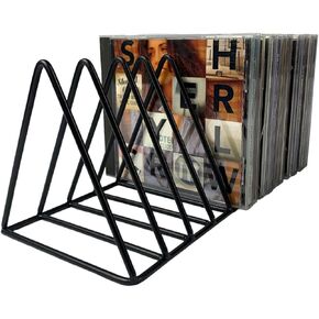 CD Storage Rack Organizer Stand - Compact Disc Holder Display Shelf for CDs, DVDs and Video Games, Holds 18 Jewel Cases - Practical and Functional Wire Metal CD Case Holder (Black, 1)