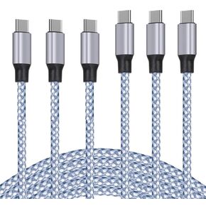 USB C Charger Cable,3pack 6ft Best New Nylon Braided usb c to usb c 60W Fast Charger Cable Compatible with iPhone15/Pro/Plus/Pro Max/iPad Pro/iPad Air/iPad/Galaxy S23/S22/Google Nintendo Switch etc