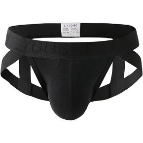 GENEMEN Jock Straps for Men Thong Underwear Briefs Buckle G-string Leather Harness Sexy Lingerie Hollow Hot Underpants
