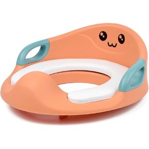 Baby Toilet Potty Training Seat with Handles Fits Round, Non-Slip Splash Guard Lightweight Perfect for for Boys and Girls travel
