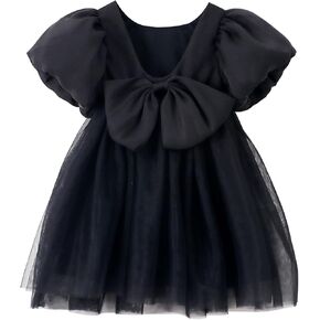 Toddler Girls Tutu Dress Puff Sleeve Backless Twirly Flared Birthday Party Princess Flower Girl Dresses