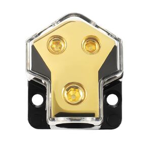 BOJACK 2 Way Splitter Amp Copper Power Distribution Block 0/2/4 AWG Gauge in, 4/8 Gauge Out for Car Audio Splitter(1PCS)