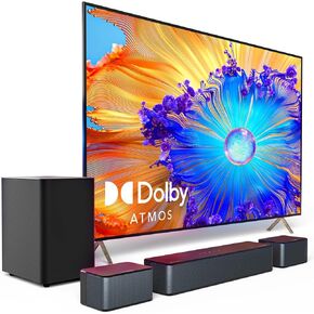 ULTIMEA 5.1 Sound Bar Compatible with Dolby Atmos, Surround Sound System for TV with Subwoofer, Peak Power 410W, Sound Bar for Smart TV, Adjustable Bass and Surround Home Theater, Poseidon D60