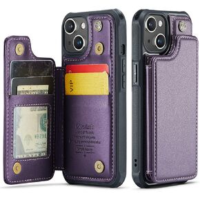 حافظة محفظة لهاتف iPhone 13 مع حامل بطاقة، حافظة RFID لهاتف iPhone 13 للنساء والرجال، حافظة هاتف متينة مقاومة للصدمات لهاتف iPhone 13، أسود