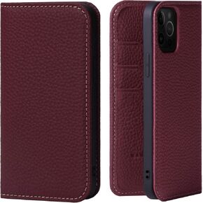 hanatora - Japan Leather Wallet Case for iPhone12/ iPhone12 Pro in Genuine Calfskin - Flip Cover Card Holder Slots [magsafe] Diary Smartphone Case PH-12Pro-Cyan