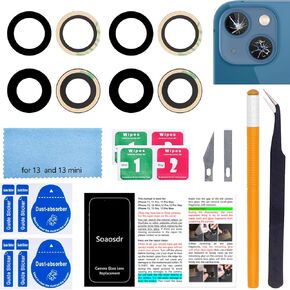 2PCS Soaosdr Back Rear Camera Lens Glass Replacement for iPhone 13 6.1 inch and iPhone 13 Mini 5.4 inch with pre-Installed Adhesive+Reparing Toolkit+Installation Manual