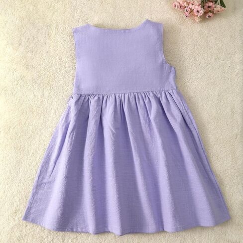 Toddler Girl Dress Summer Sleeveless Linen Cotton Dress Bow Kids Casual Dresses Clothes in Saudi Arabia