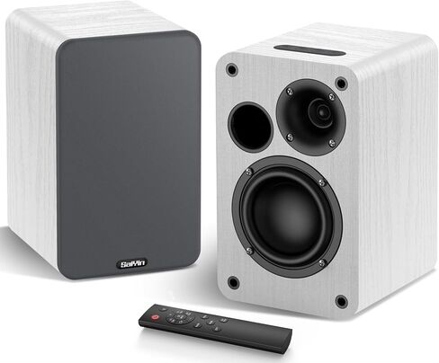 مكبرات صوت Saiyin Bluetooth Bookshelf، مكبرات صوت تلفزيون تعمل بالطاقة 30 وات × 2 مع مكبر صوت 3.5 بوصة، ومكبرات صوت قابلة للدوران مع مدخل بصري/AUX/RCA للكمبيوتر الشخصي والتلفزيون in Kuwait