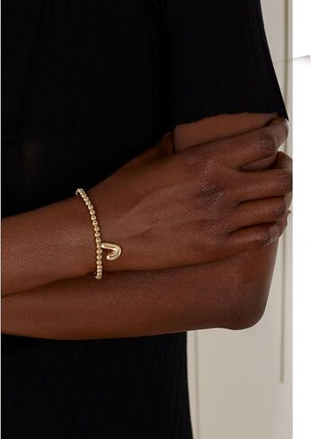 CONRAN KREMIX Gold Initial Bracelets For Women Girls Bubble Balloon Letter Charm Stretch Beaded Bracelet Womens Gift in Kuwait