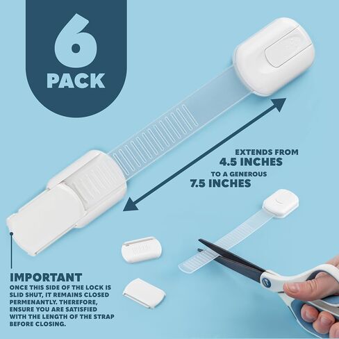 Child Safety Strap Locks (4-Pack) Adjustable Strap Locks for Baby Proofing Cabinets, Fridge, Oven, & More, Easy Install Drawer Locks Baby Proofing, Multi-Use Cabinet Locks Baby Proofing in Saudi Arabia